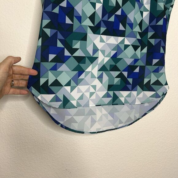 H&M Blue and Green Geometric Blouse 4 - Picture 3 of 7